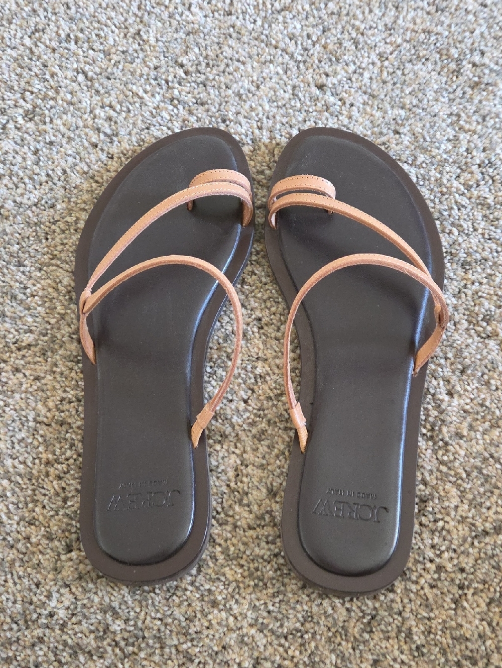 J. Crew Brown Footbed Sandals with Tan Straps